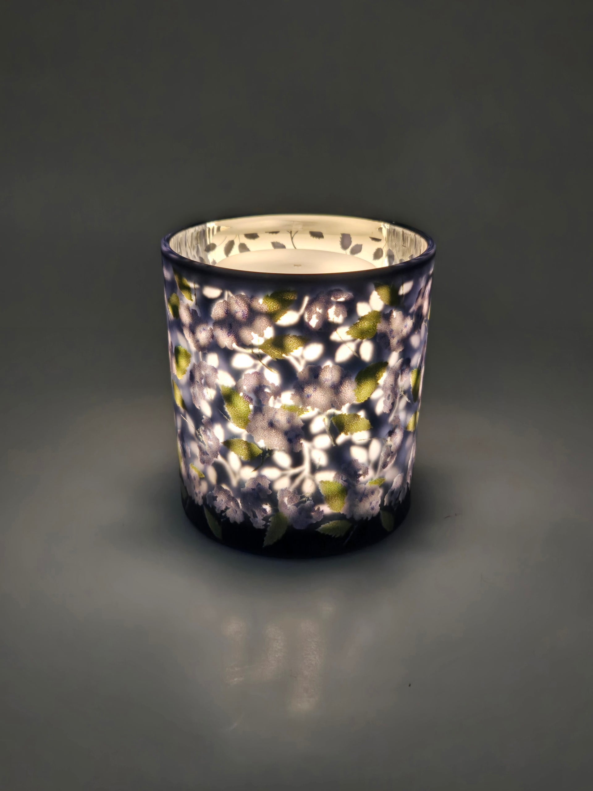 Blue Hydrangea Candle Holder 3"Dx3.5"H Melrose 11203