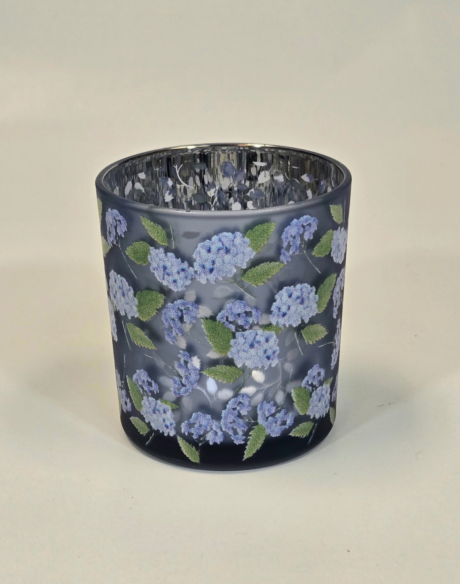 Blue Hydrangea Candle Holder 3"Dx3.5"H Melrose 11203