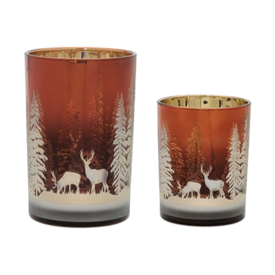 Large Deer Glass Candle Holder Melrose 12451