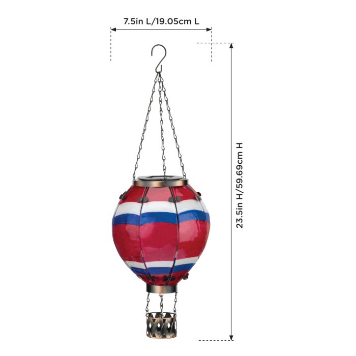 Stripe Hot Air Balloon Solar Lantern Regal 12765