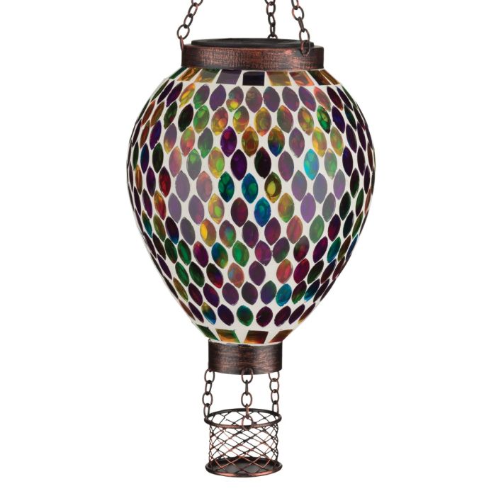 Multi Mosaic Hot Air Balloon Solar Lantern Regal Art & Gift 13519