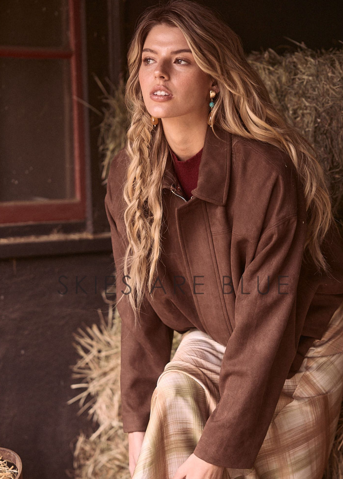 Suede Bubble Hem Jacket Choco Brown Skies Are Blue 26319
