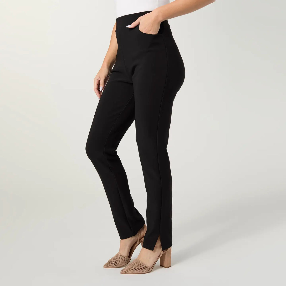 Black High-Waist Slim Straight Pants 2639199