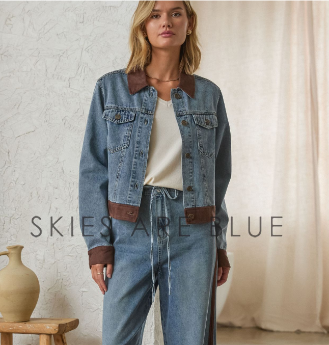 Denim Suede  Contrast Jacket Skies Are Blue 26731