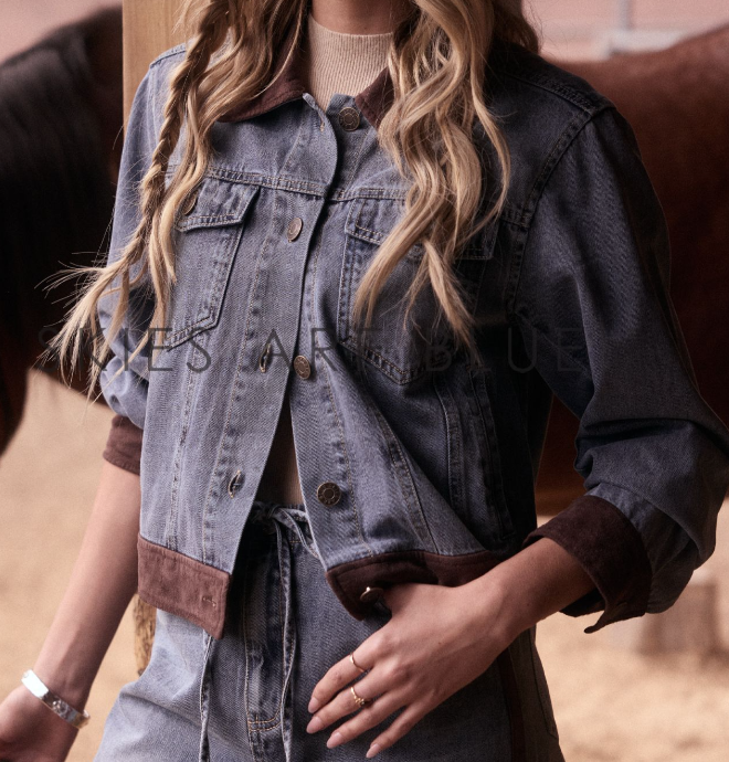 Denim Suede  Contrast Jacket Skies Are Blue 26731