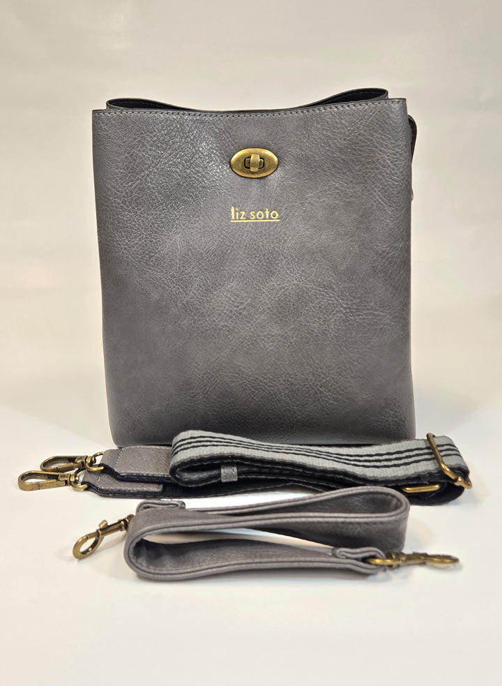 Lola Grey Bucket Handbag Liz Soto Handbags 3316