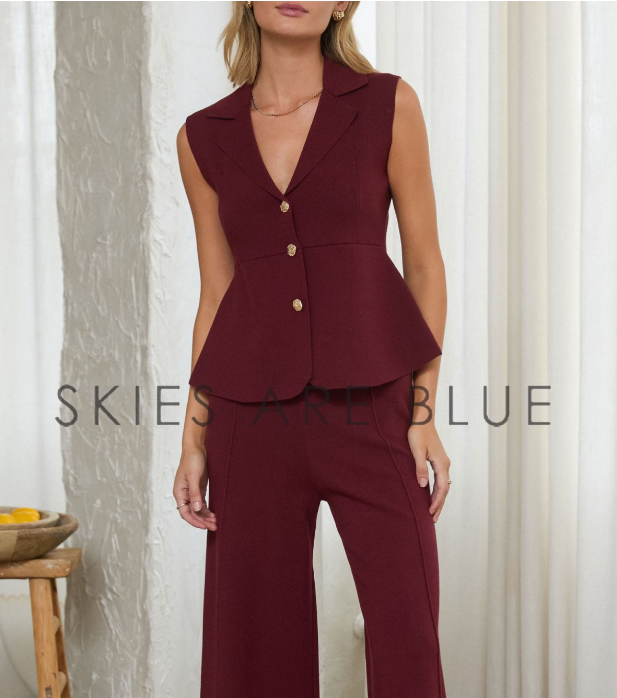 Collared Sweater Vest Skies Are Blue 47433