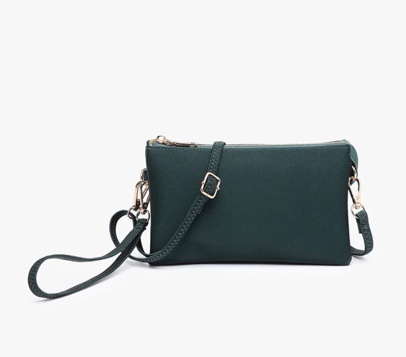 Dark Emerald Riley Crossbody/Wristlet Bag | Jen&Co - M013-D.EMRLD