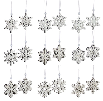 18-Piece-Set Wood Snowflake Ornaments Melrose 73044