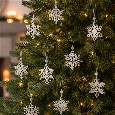 18-Piece-Set Wood Snowflake Ornaments Melrose 73044