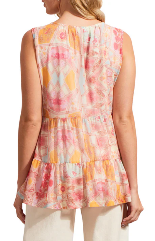 Sleeveless Lined Tiered Top Yellovango Tribal 77060-2401-2954