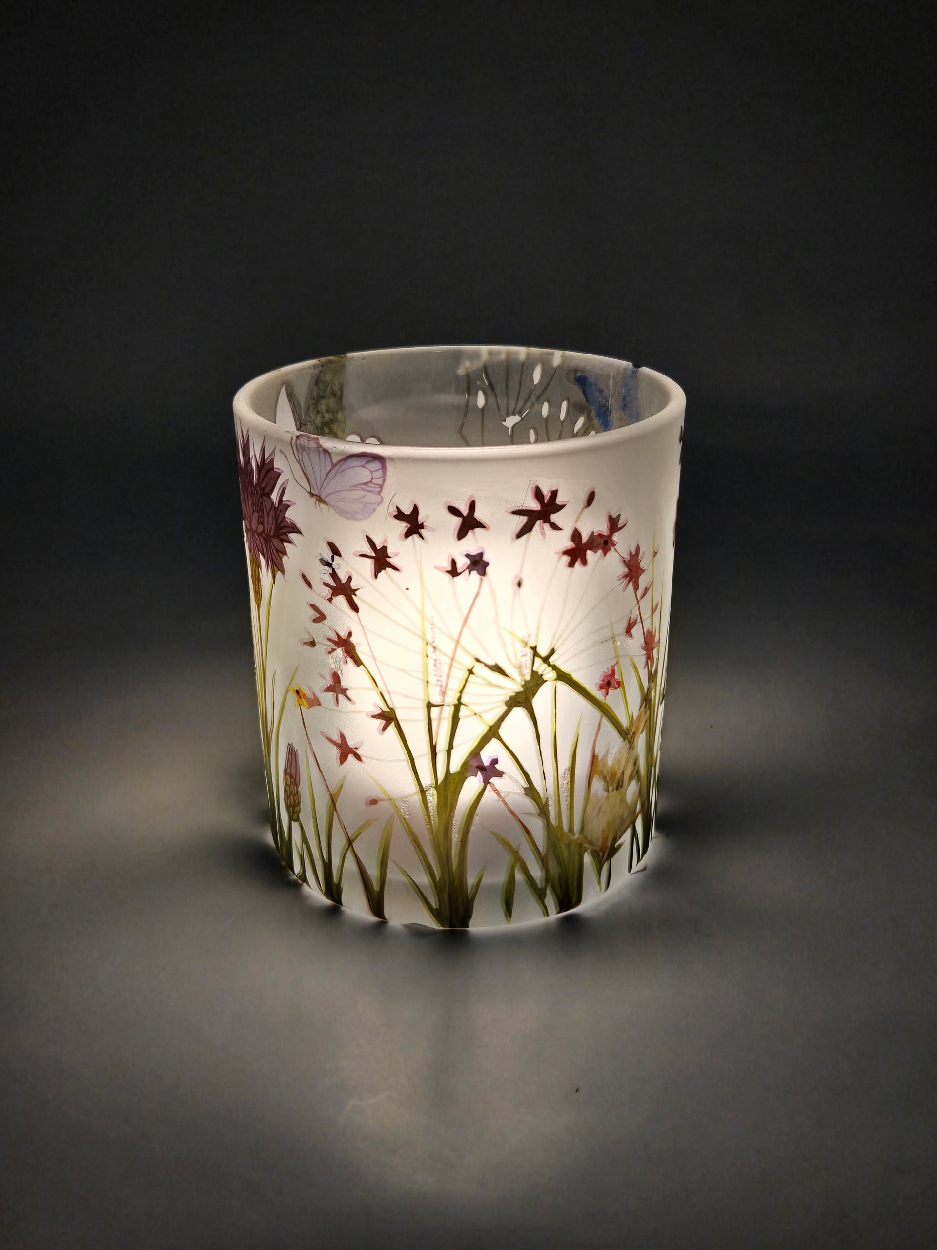 Clear Wild Flower Candle Holder 3"Dx3.5"H Melrose 96697