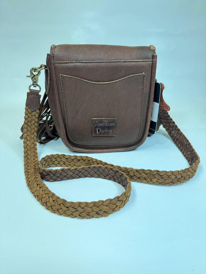 Genuine Leather Braided Trim Handbag American Darling ADBGD129F