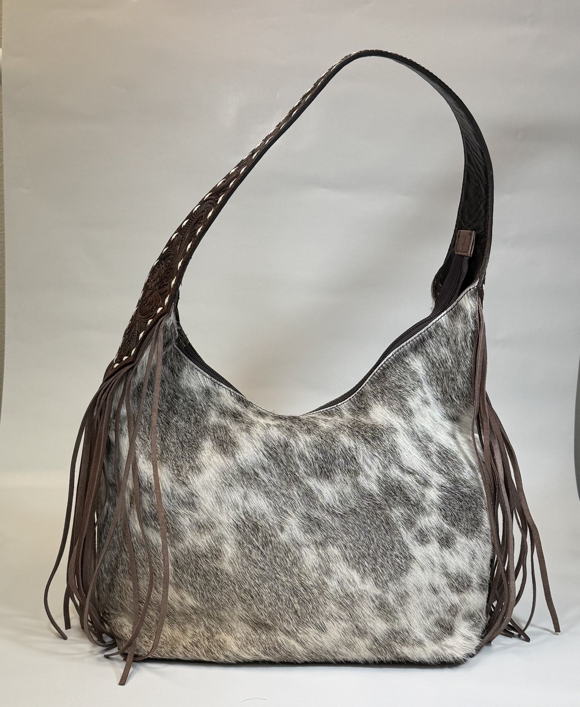 Cowhide Tooled Shoulder Strap Fringe Concealed Gun Carry Handbag American Darling ADBGI112B