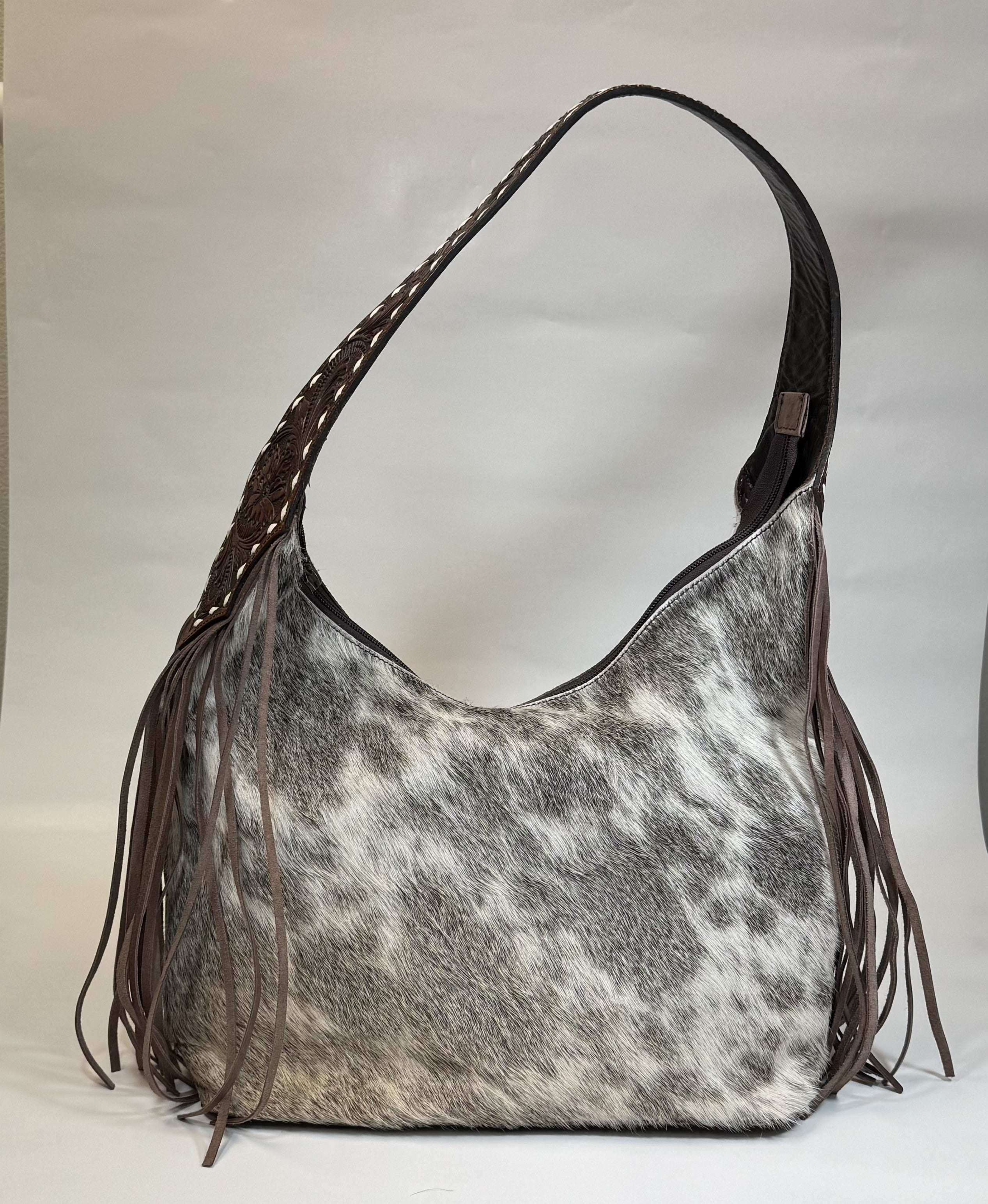 Cowhide Tooled Shoulder Strap Fringe Concealed Gun Carry Handbag American Darling ADBGI112B