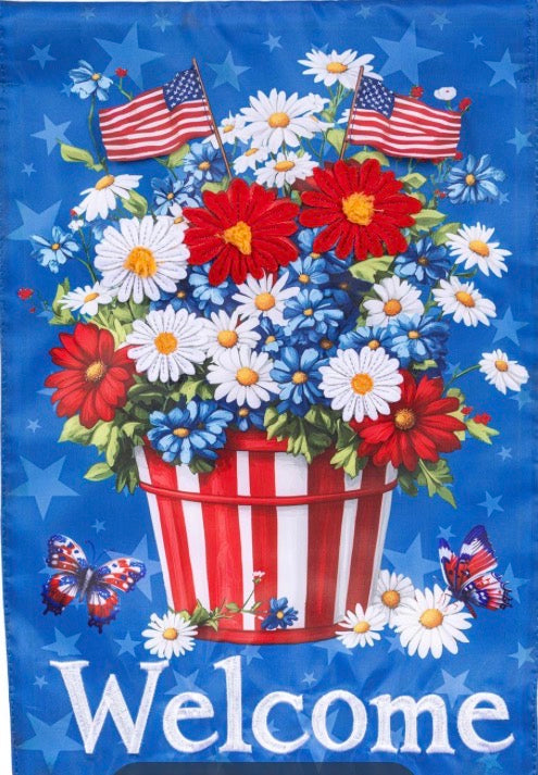 Patriotic Flower Basket Evergreen APF63WAGF425