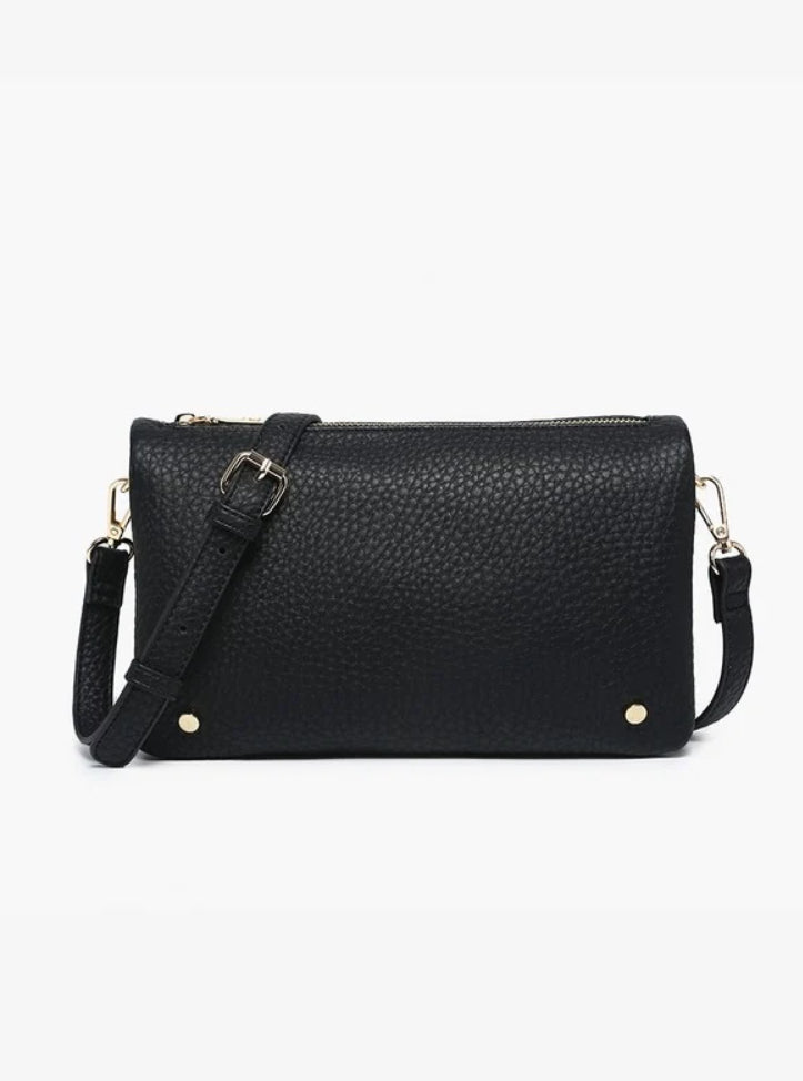 Black Phiona Studded Crossbody Bag | Jen & Co - M2672-BK