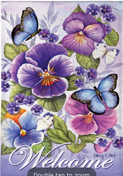 Cheerful Pansies Flag Evergreen BFKQQYBGF225