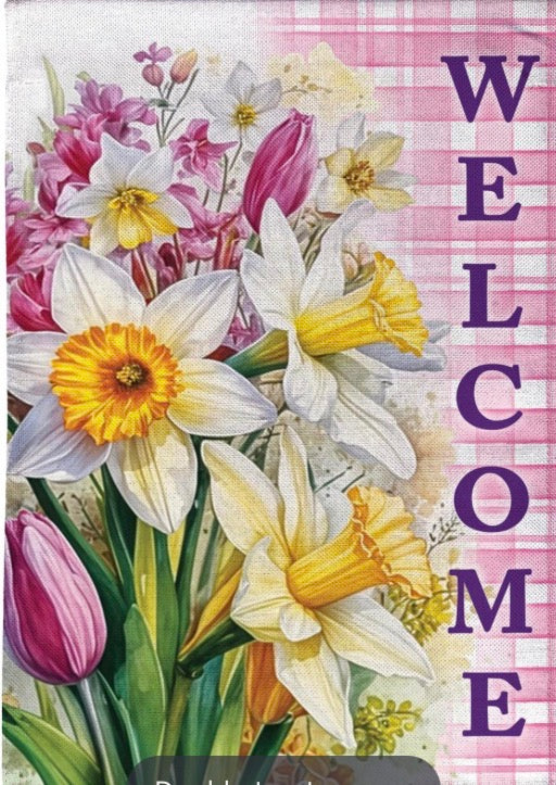 Blooming Buttervups Burlap Flag Evergreen BFNKWDBGF225