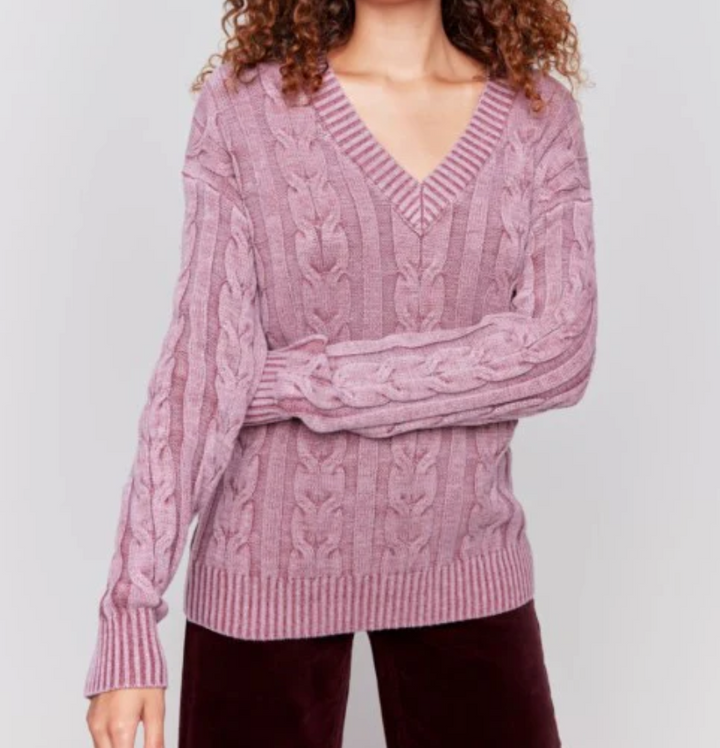 Cabernet Cold Dye Sweater Charlie B c2691-711B-667