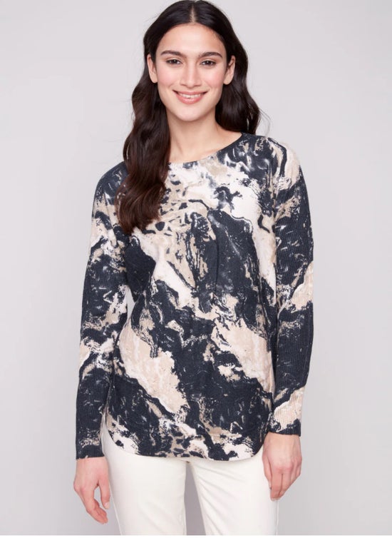 Long Sleeves Boat Neck Granite Charlie B C2818P-464A