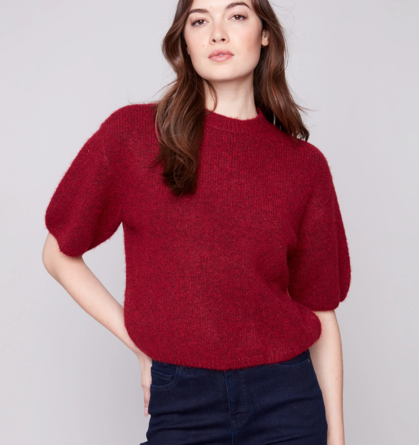 Cabernet Elbow Sleeve Sweater Charlie B C2858-340C