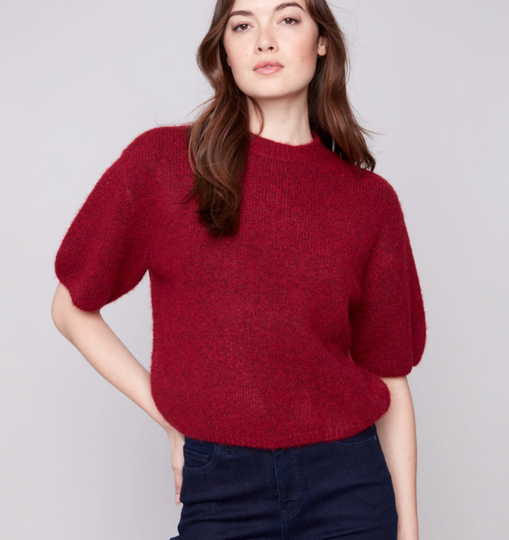 Cabernet Elbow Sleeve Sweater Charlie B C2858-340C