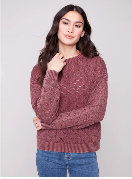 Pointelle Crew Neck Sweater Charlie B C2874-711B