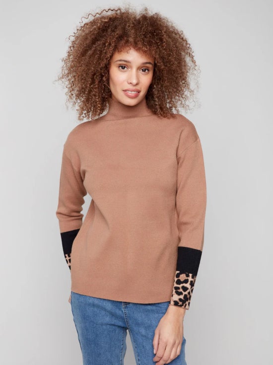 Truffle Mock Neck Sweater Charlie B C2895-644B