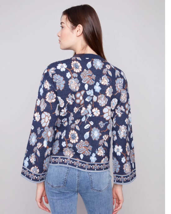Long Sleeves Crew Neck Sweater Floral Charlie B C2905-974A