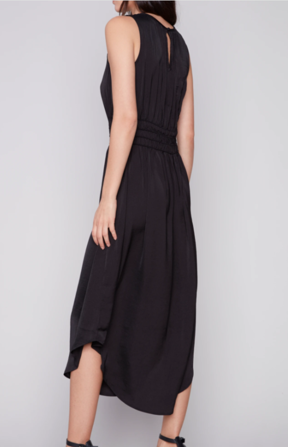 Crew Neck Dress Elastic Rushed Waistband Charlie B C3175-794B