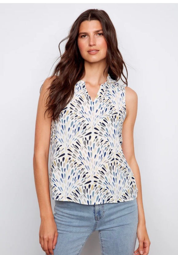 Printed Sleeveless Top Charlie B C4529RR-510B