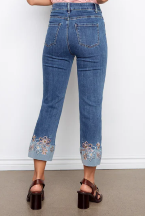 Cropped Stretch Medium Blue Jeans Charlie B C5334RR-431A