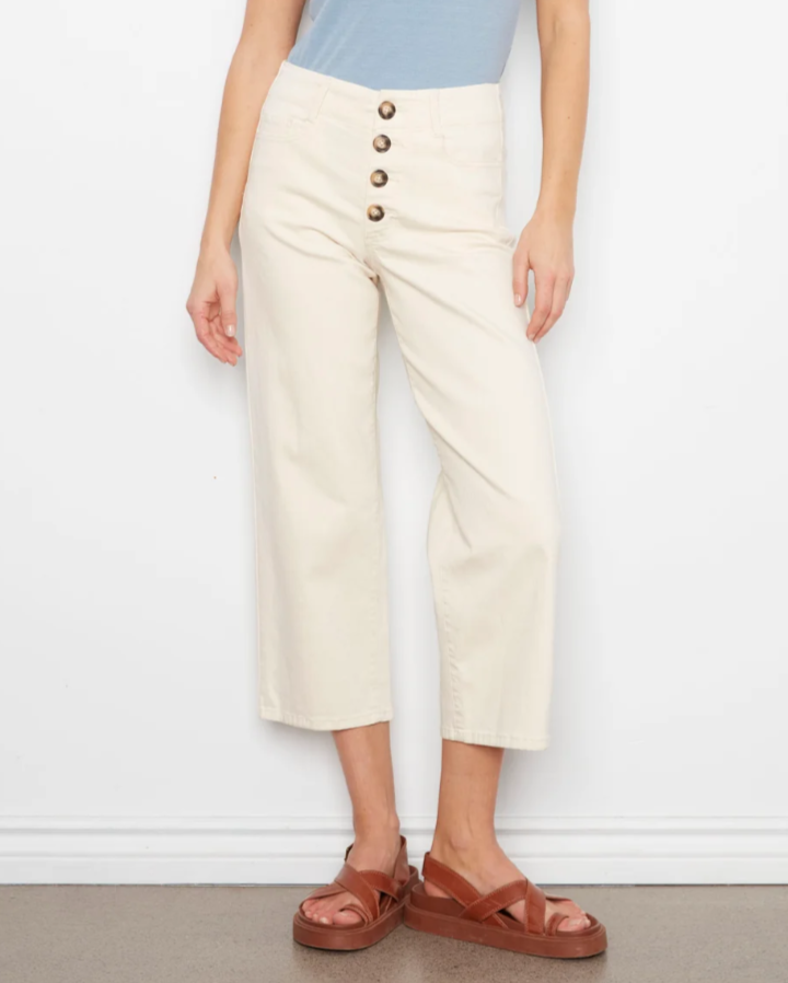 Button Fly Stretch Twill Natural Cropped Jeans C5623R-677B