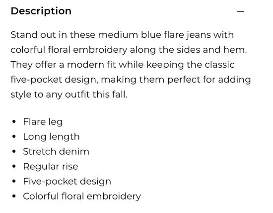 Denim Pants with Colorful Embroidery Charlie B C5667-431A
