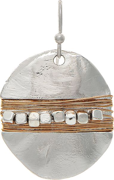 Two Toned Nugget Row Wired Disc Earring Rain Jewelry E4023TT
