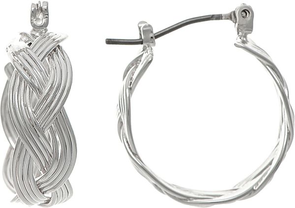 Brass Silver Wire Braid Earring Rain Jewelry E4048S
