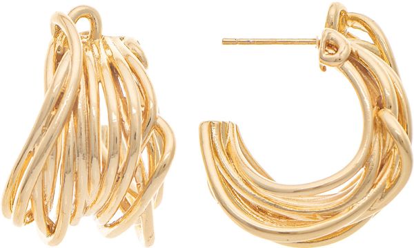 Abstract Wire Post Hoop Earrings Rain Jewelry E4630G