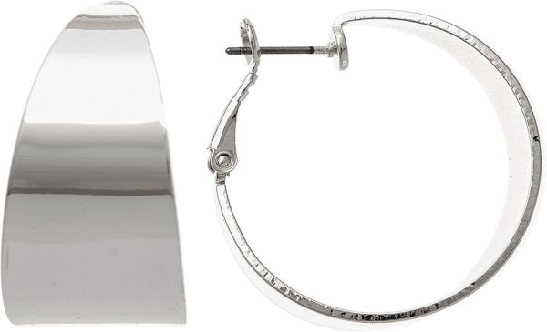 Silver Wide Convex Hoop Earring Silver Rain Jewelry E4886S