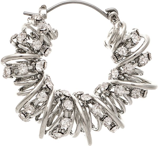 Wired Crystal Dot Chunky Hoop Silver Rain Jewelry E4932S
