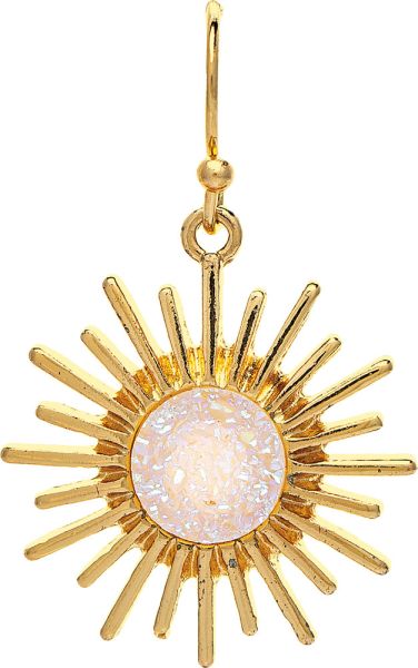 White Druzy Center Sunburst ER Gold Rain Jewelry E5241WH