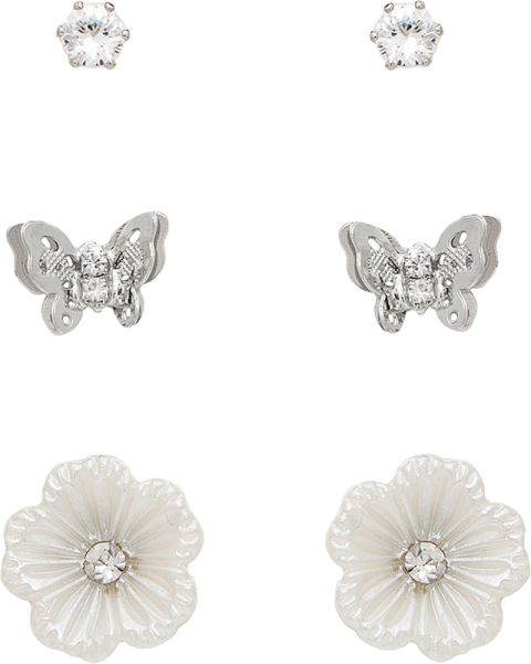 White Flower Butterfly Cry Set Rain ERS56