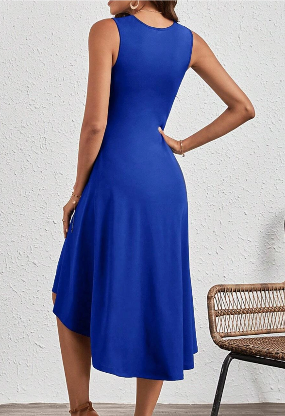Blue Rouched Midi Dress Wholesalesir FRAXR333