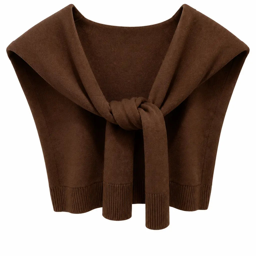 Solid Preppy Mock Sweater Wrap Brown Original USA FS40196-BN