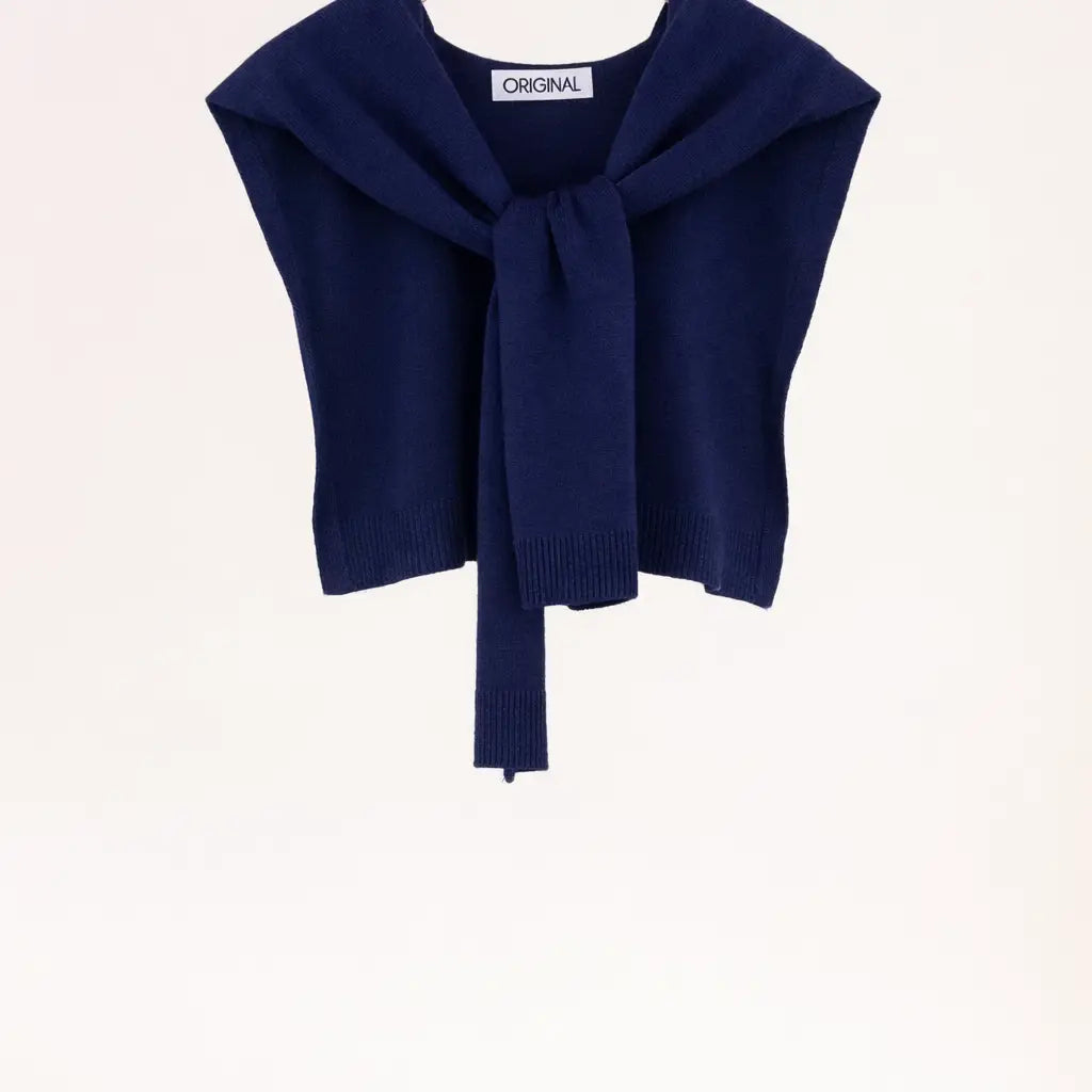 Solid Preppy Mock Sweater Wrap FS40196-NV