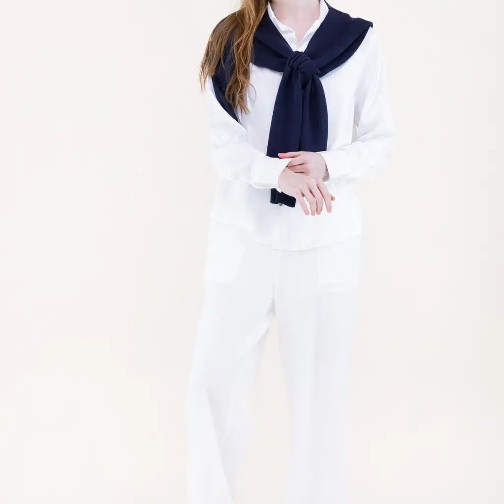 Solid Preppy Mock Sweater Wrap FS40196-NV