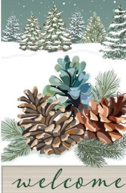 Winter Pinecones Welcome Garden Flag