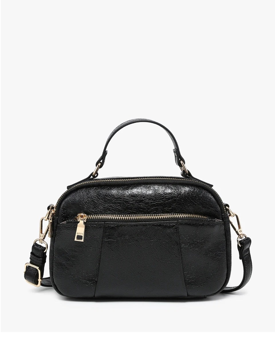 Black Charlotte Glossy Crossbody Bag | Jen & Co - M2847-BK