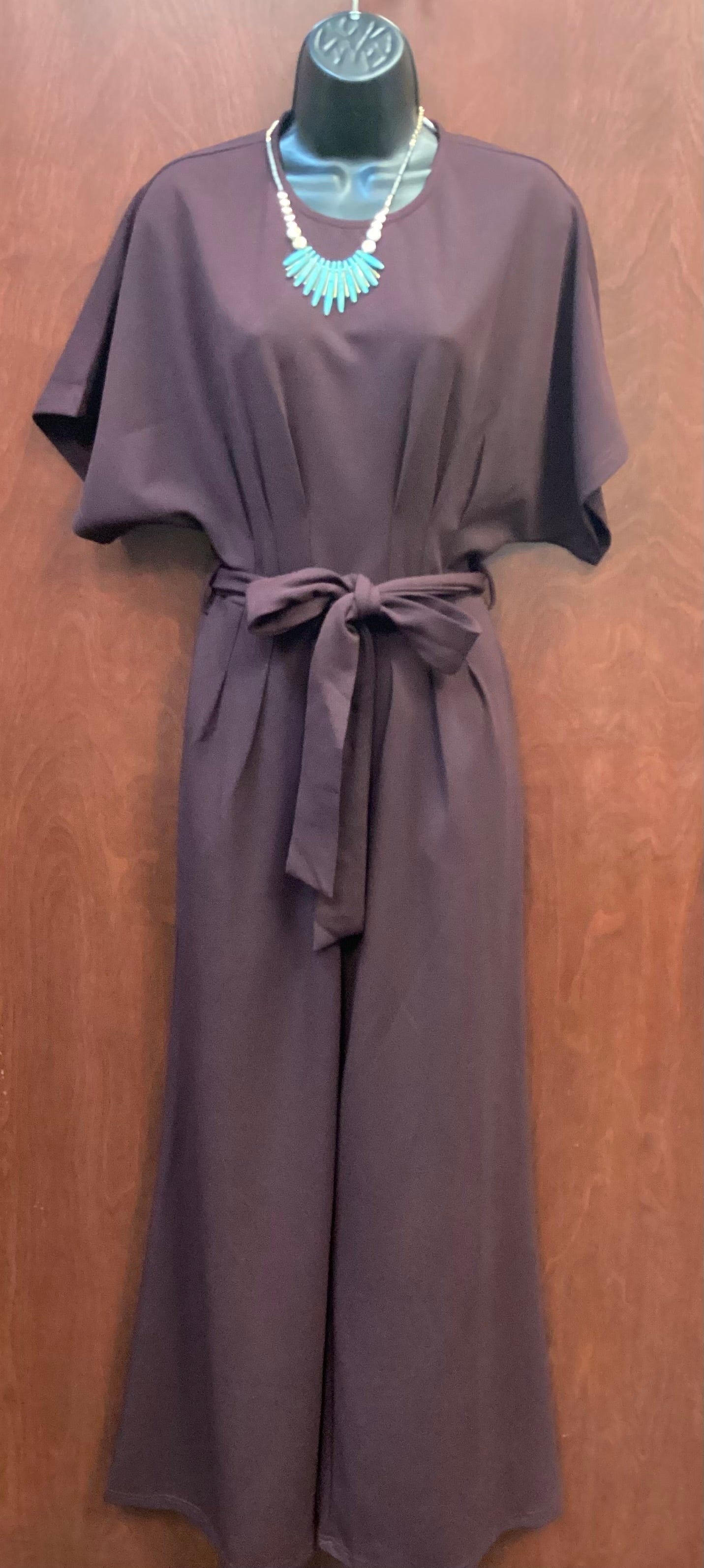 Pleated Tie Belt Jumpsuit Eesome BH15975