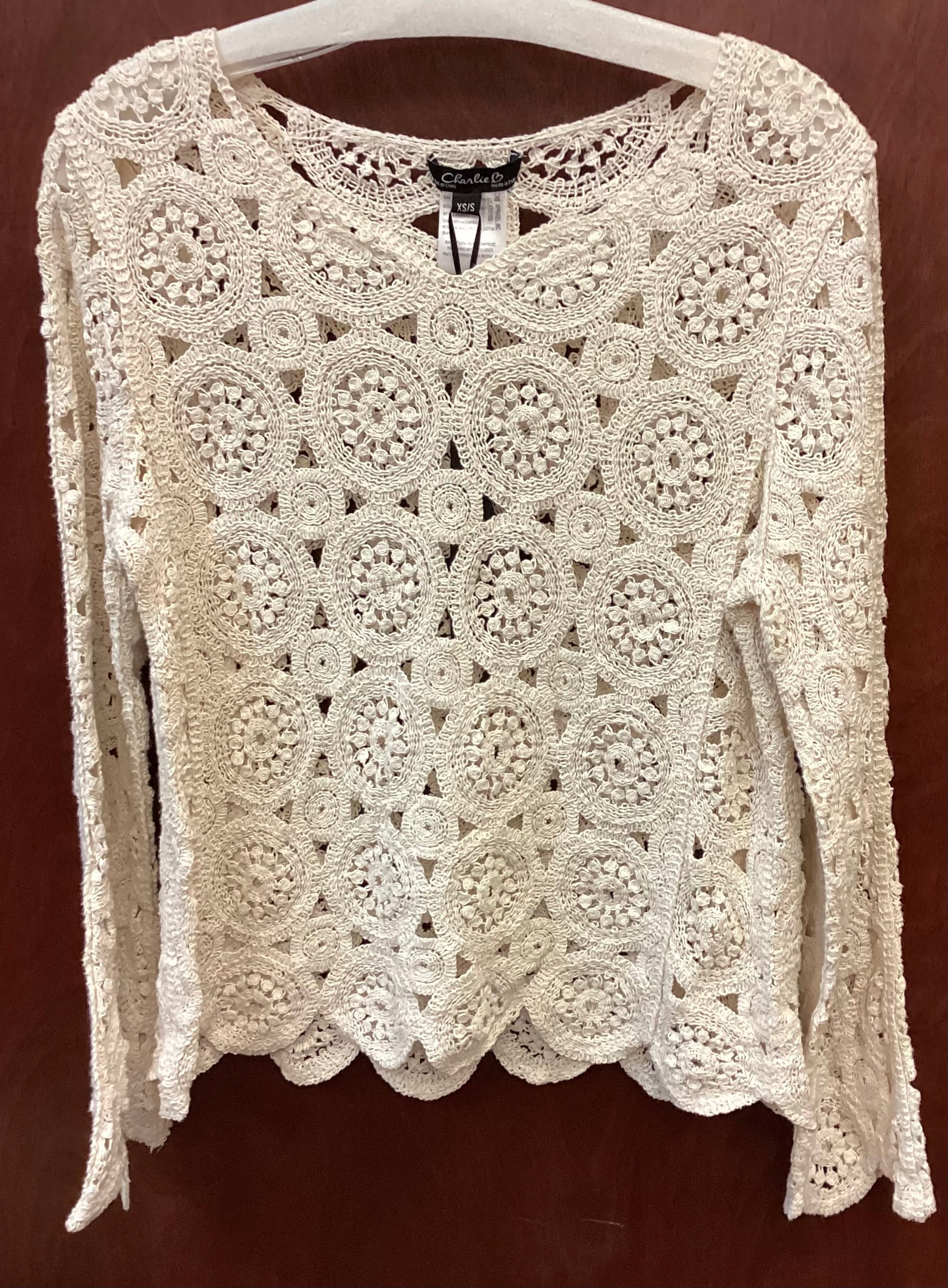 Charlie B C4498-776B White Knit Top